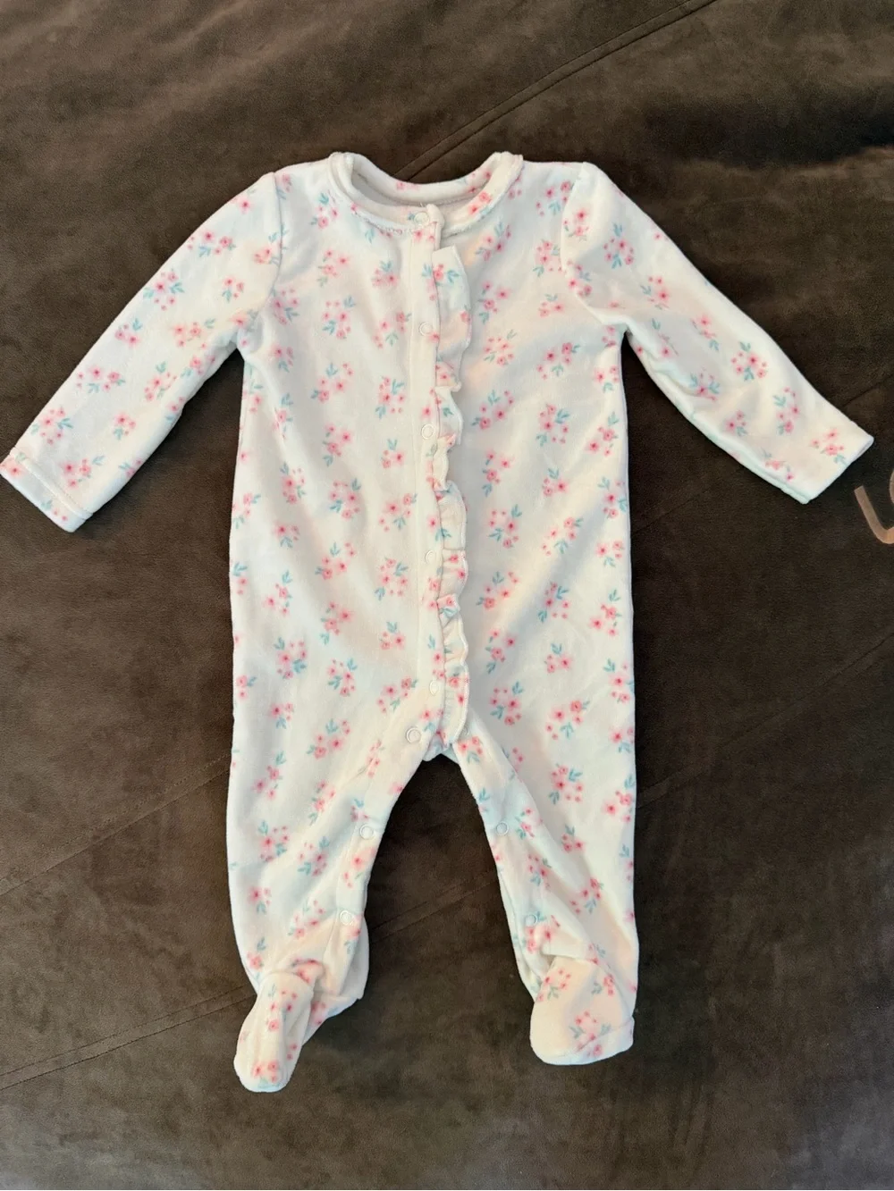 Princess Rose Pink and White Floral Footed One-Piece Sleepers - Set of 2